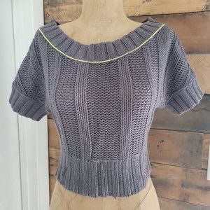 Hollister Cable knit Sweater Grey Crop XS